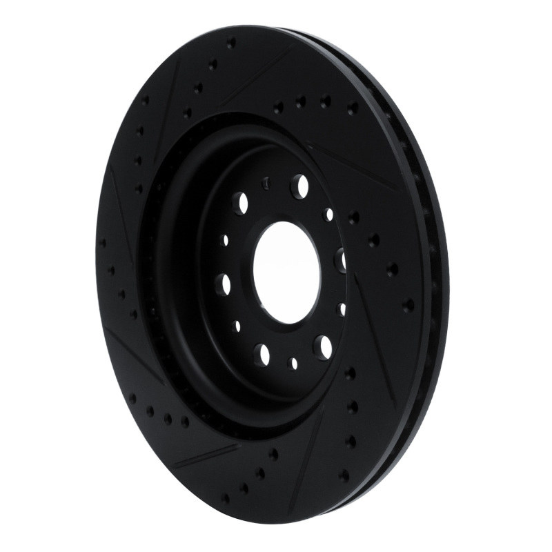 Buick Enclave Brake Rotor (1) - Rear Right - R1 Concepts - Drilled & Slotted - Black - `17-`25